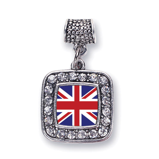 Silver UK Flag Square Memory Charm