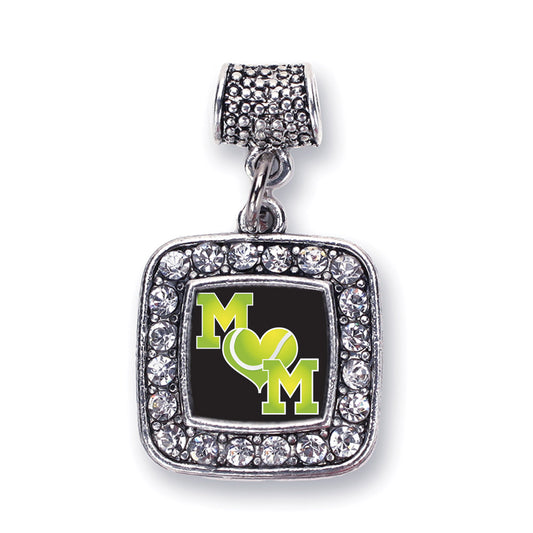 Silver Tennis Mom Square Memory Charm