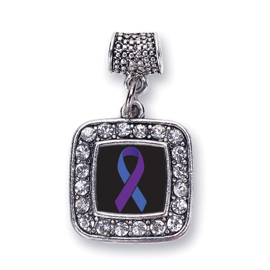 Silver Rheumatoid Arthritis Awareness Square Memory Charm