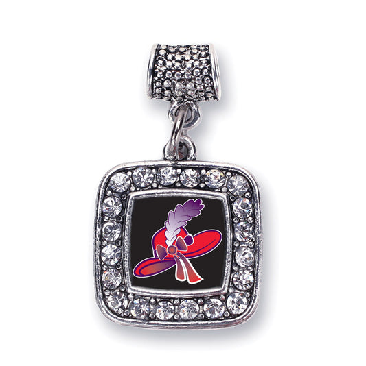 Silver Red Hat Square Memory Charm