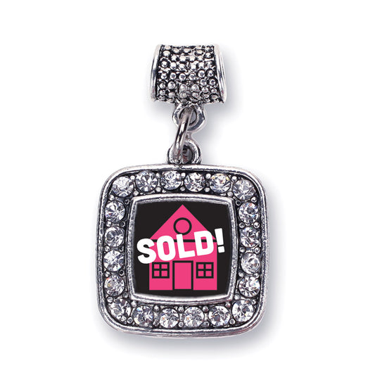 Silver Real Estate Agent Square Memory Charm