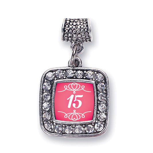 Silver Quinceanera Square Memory Charm