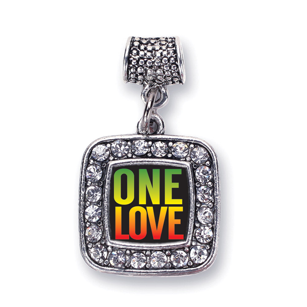 Silver One Love Square Memory Charm