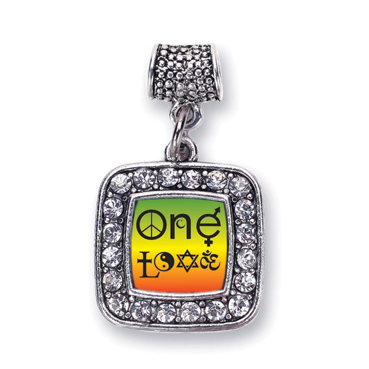 Silver One Love Coexist Square Memory Charm