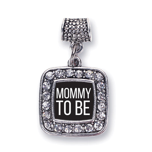 Silver Mommy To Be White Square Memory Charm