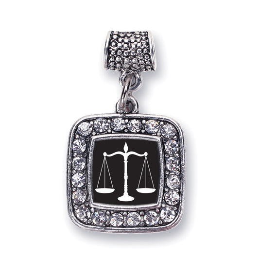 Silver Scale Of Justice Square Memory Charm