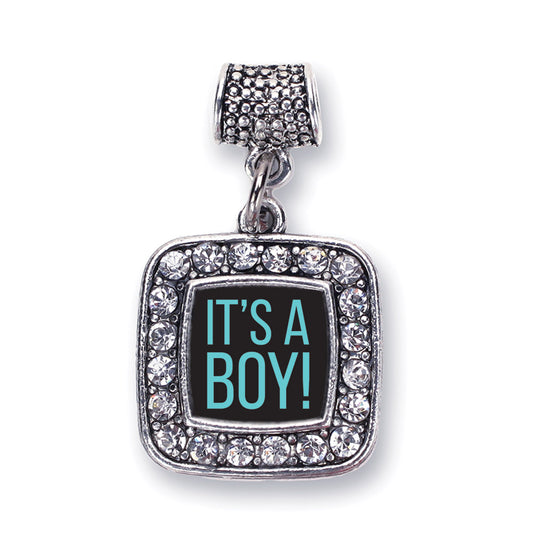 Silver It's A Boy Square Memory Charm