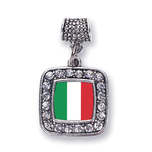 Silver Italian Flag Square Memory Charm