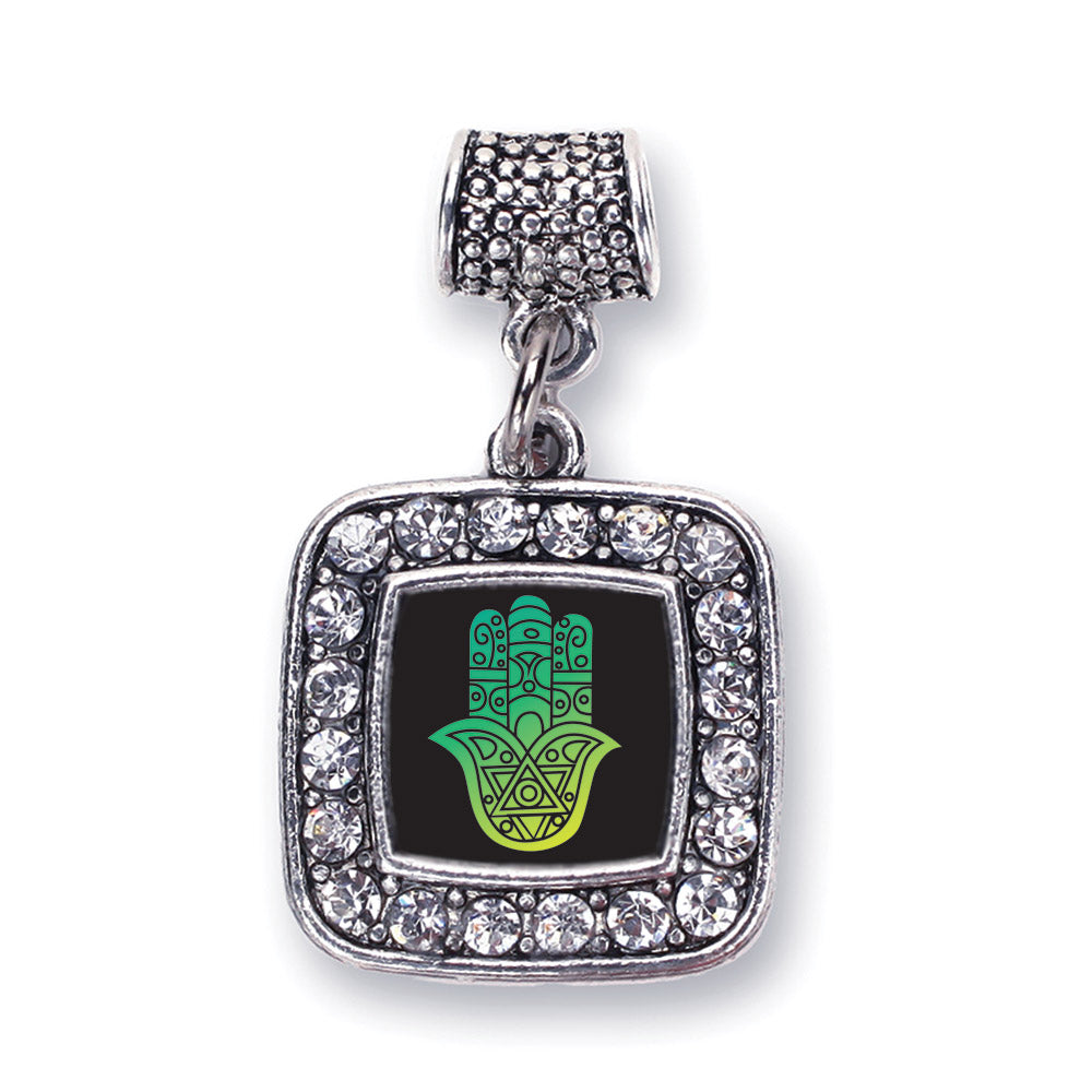 Silver Hamsa Square Memory Charm