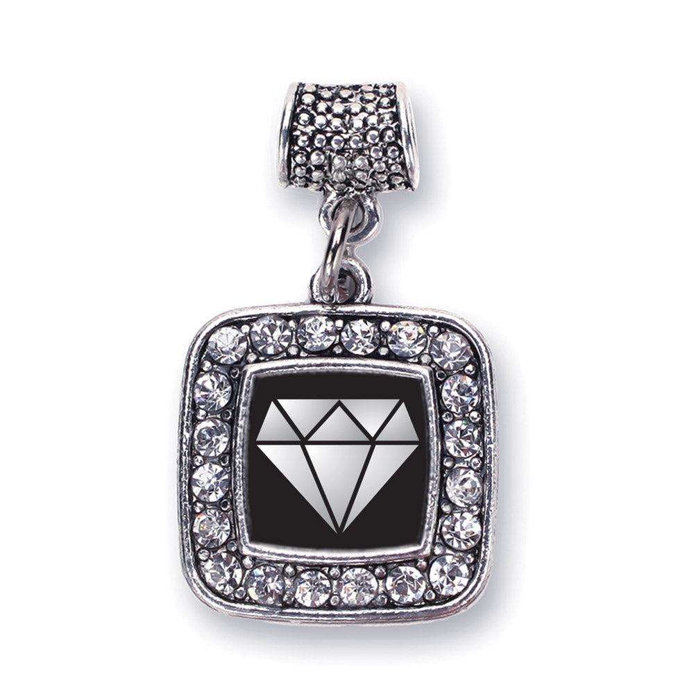Silver Diamond Square Memory Charm