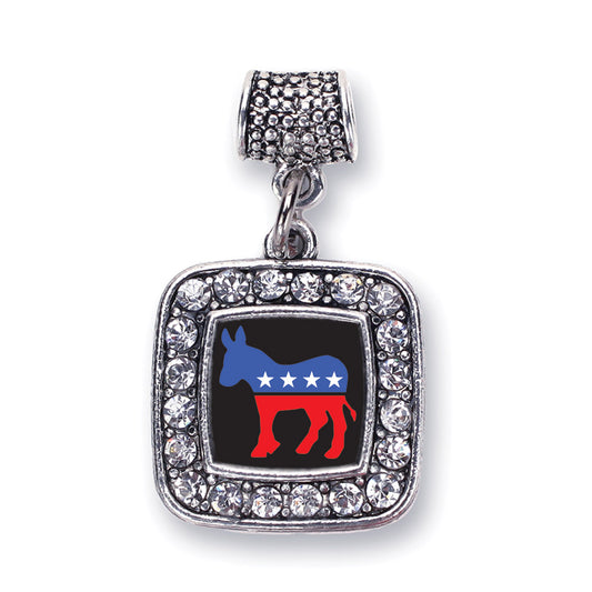 Silver Democrat Square Memory Charm