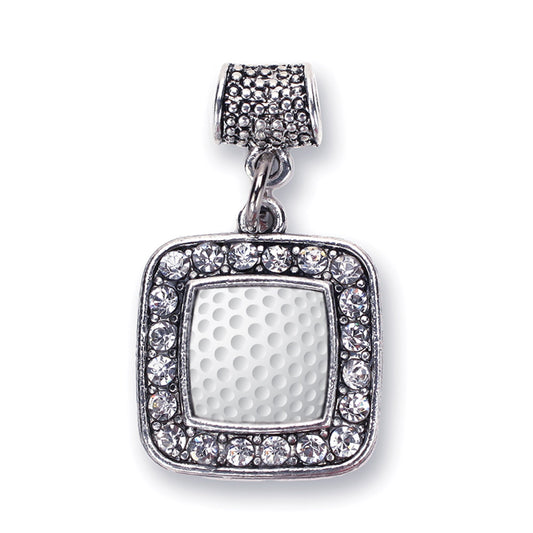 Silver Golf Lovers Square Memory Charm