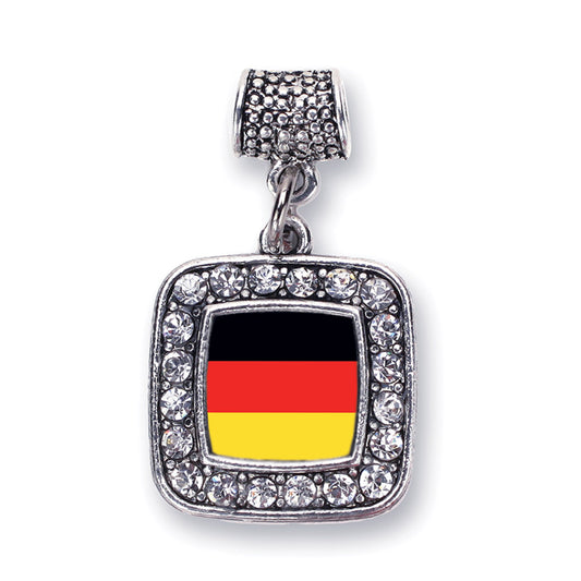 Silver Germany Flag Square Memory Charm