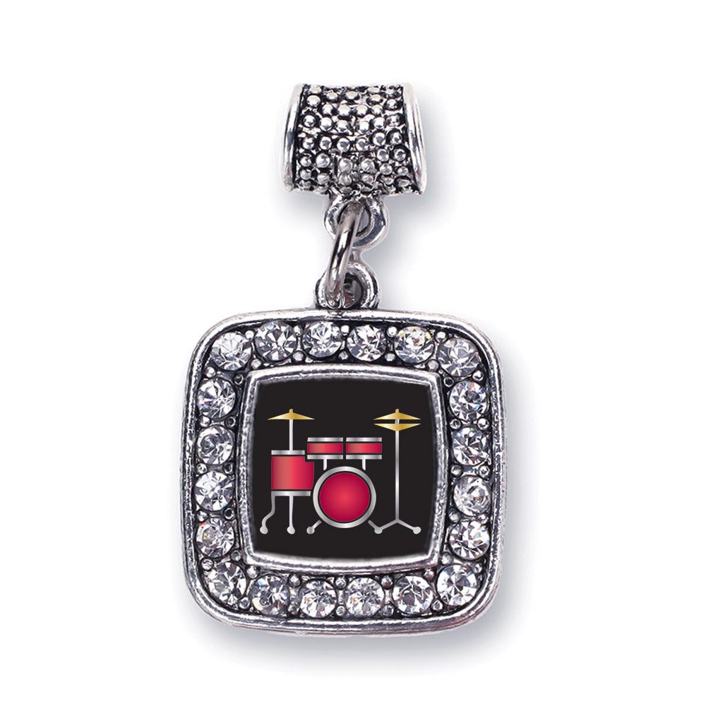 Silver Drumset Square Memory Charm