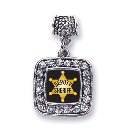 Silver Deputy Sheriff Square Memory Charm