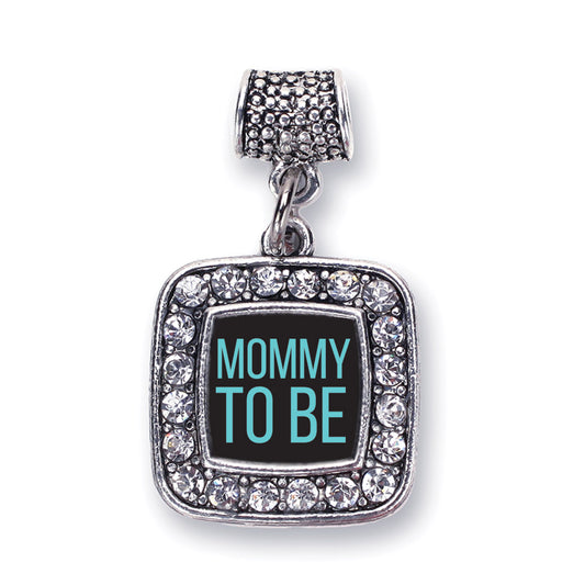 Silver Mommy To Be Blue Square Memory Charm