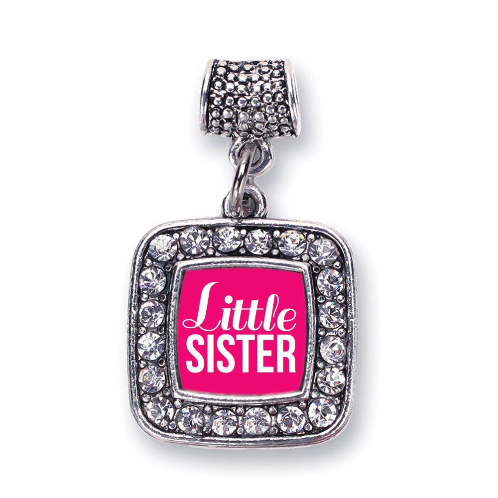 Silver Little Sister Square Memory Charm