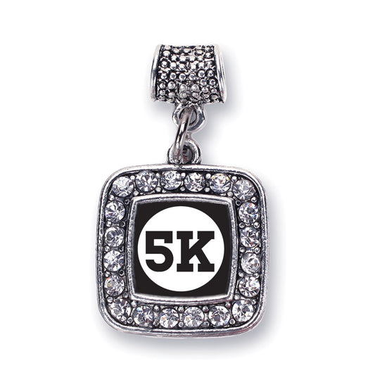 Silver 5K Runners Square Memory Charm