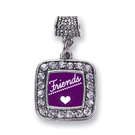 Silver Friends Square Memory Charm