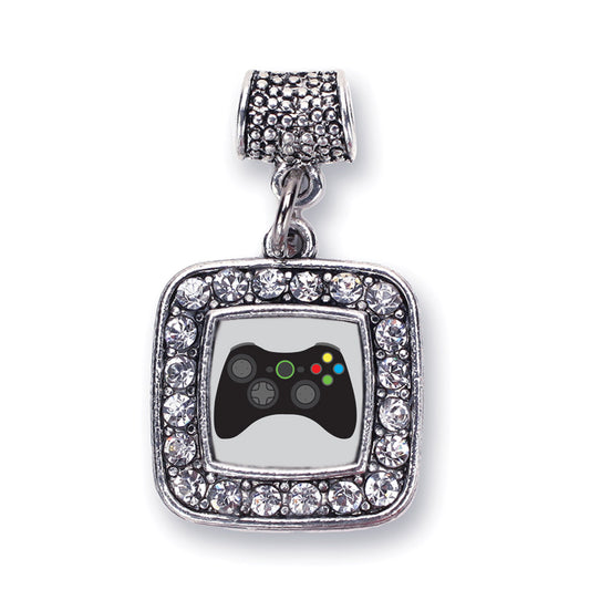 Silver Gamer Girl Square Memory Charm