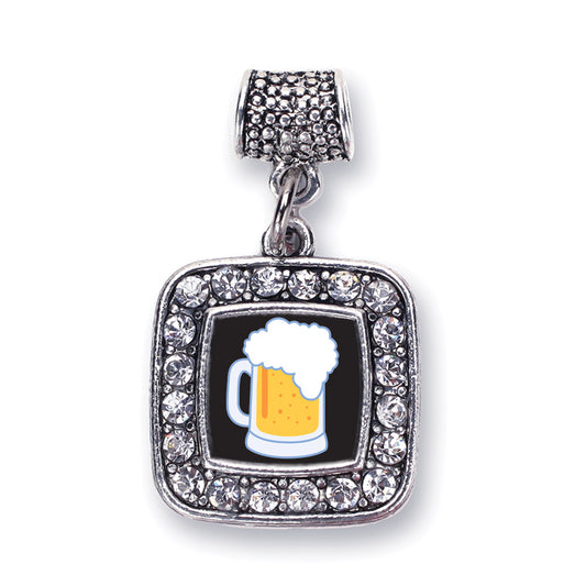 Silver Beer Lovers Square Memory Charm