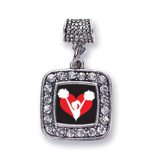 Silver I Heart Cheering Square Memory Charm