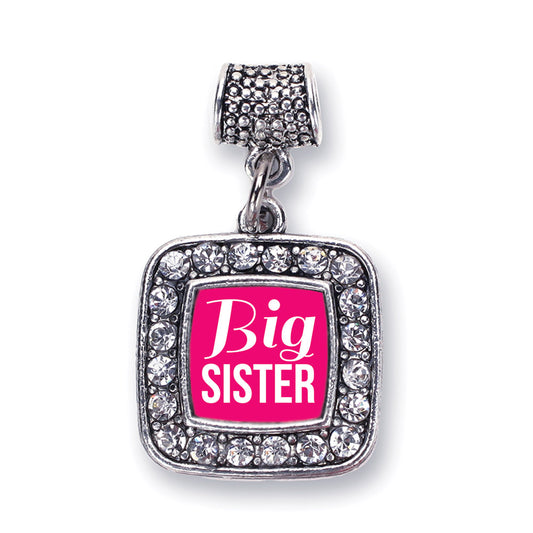 Silver Big Sister Square Memory Charm