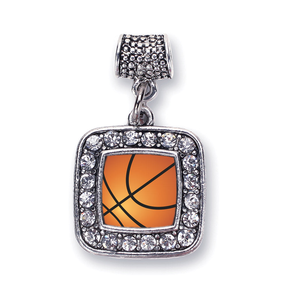 Silver Basketball Square Memory Charm