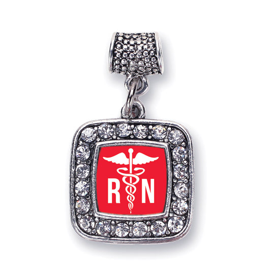 Silver Registered Nurse Square Memory Charm