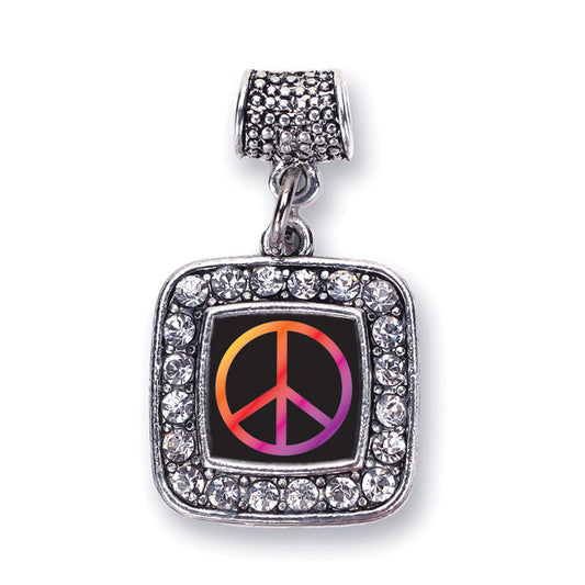 Silver Peace Square Memory Charm