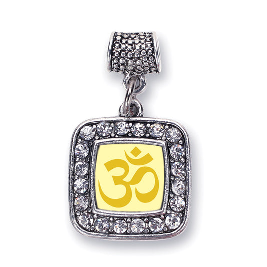 Silver OM Yoga Square Memory Charm