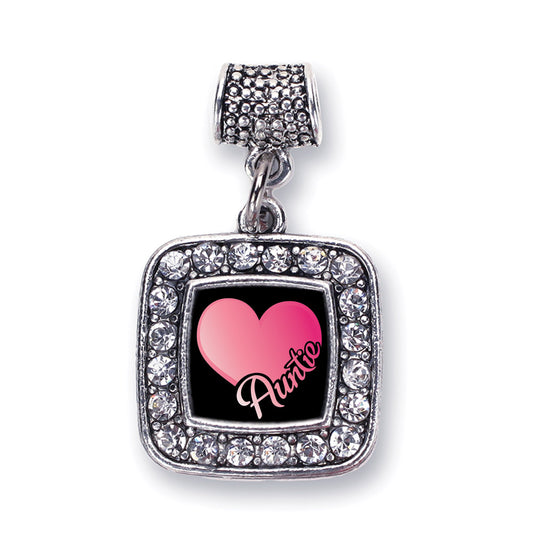 Silver Auntie Square Memory Charm