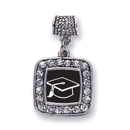 Silver Graduation Square Memory Charm