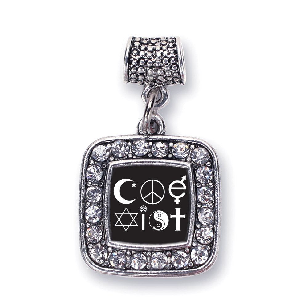 Silver Coexist Square Memory Charm