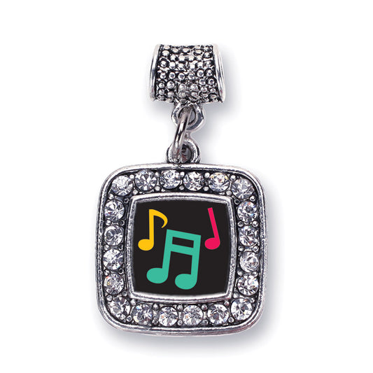 Silver Musical Notes Square Memory Charm