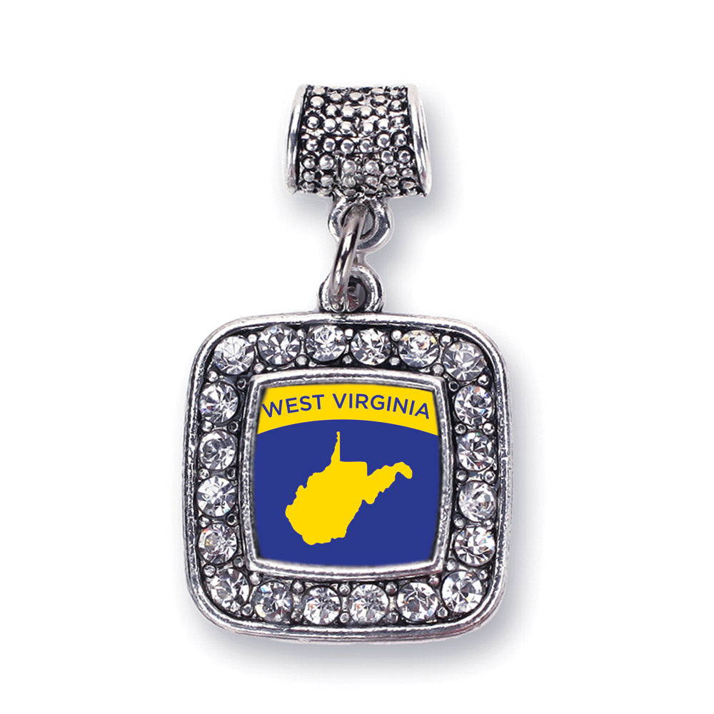 Silver West Virginia Outline Square Memory Charm