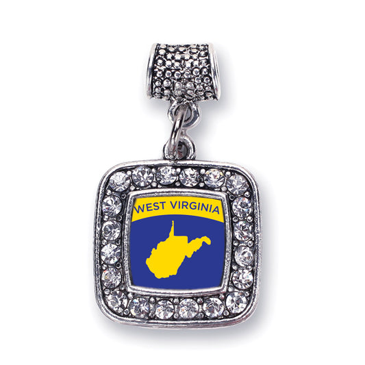 Silver West Virginia Outline Square Memory Charm