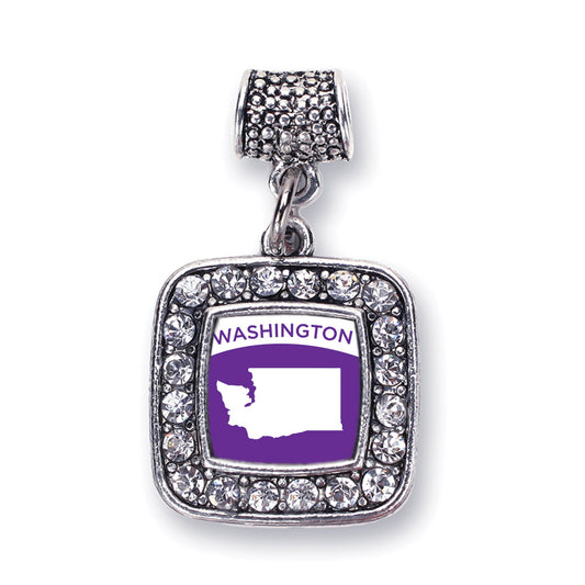 Silver Washington Outline Square Memory Charm