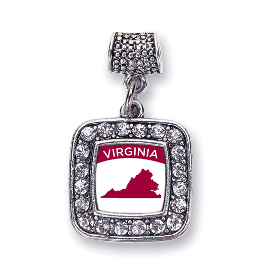 Silver Virginia Outline Square Memory Charm