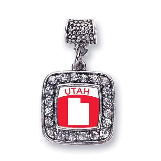 Silver Utah Outline Square Memory Charm