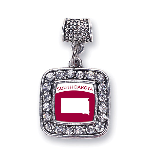 Silver South Dakota Outline Square Memory Charm