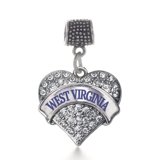 Silver West Virginia Pave Heart Memory Charm