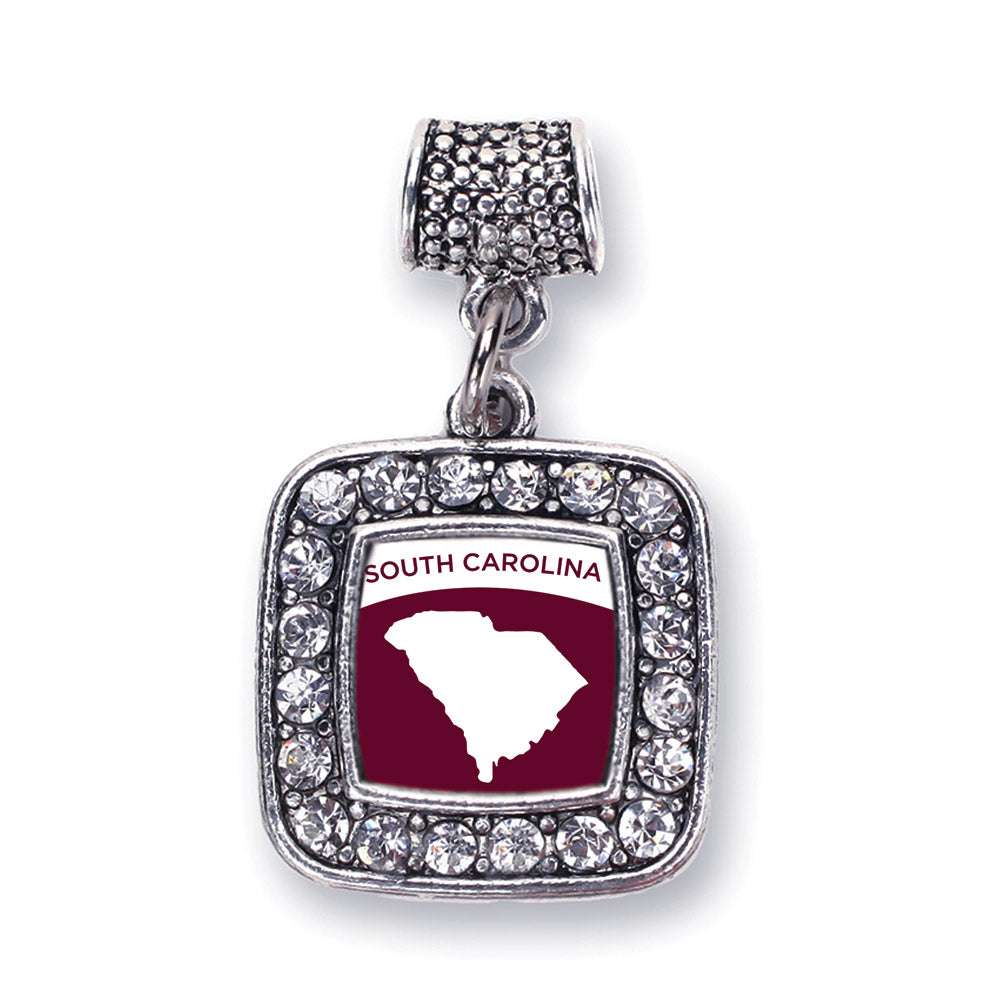 Silver South Carolina Outline Square Memory Charm
