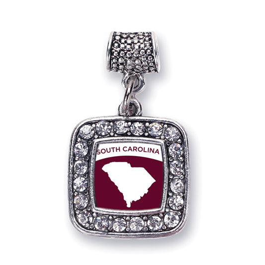 Silver South Carolina Outline Square Memory Charm