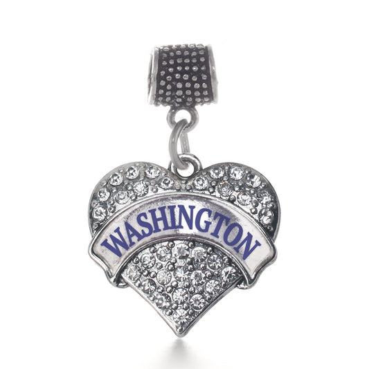 Silver Washington Pave Heart Memory Charm