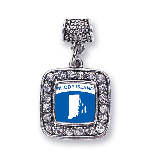 Silver Rhode Island Outline Square Memory Charm