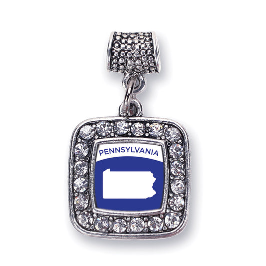 Silver Pennsylvania Outline Square Memory Charm