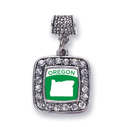 Silver Oregon Outline Square Memory Charm