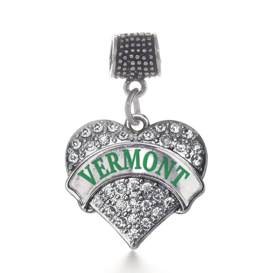 Silver Vermont Pave Heart Memory Charm
