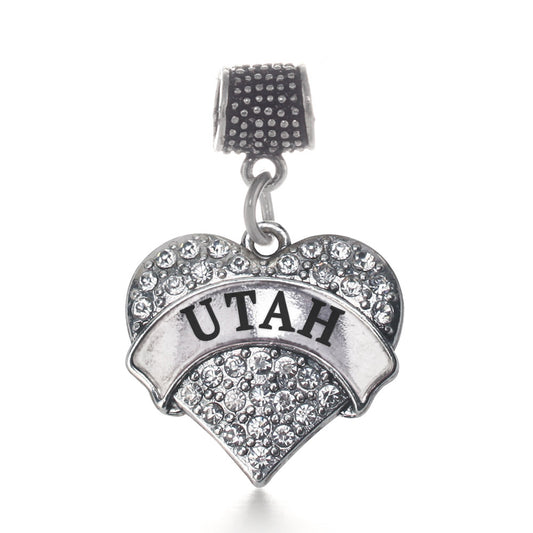 Silver Utah Pave Heart Memory Charm